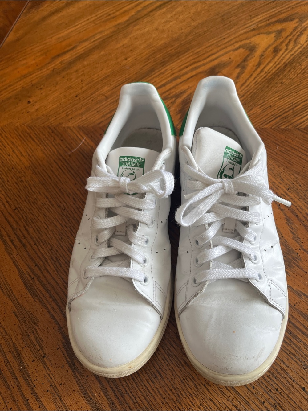 Adidas Stan Smith White Sneakers with Green Heel Tab